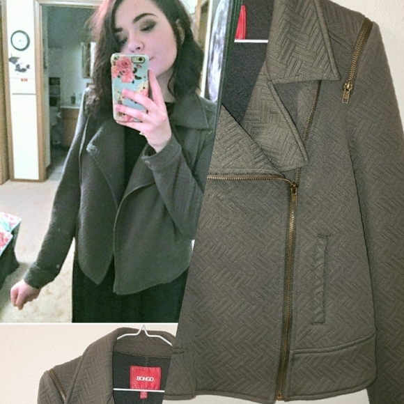 BONGO Jackets & Blazers - 🍀Bongo • Army Green Moto Jacket with Pockets